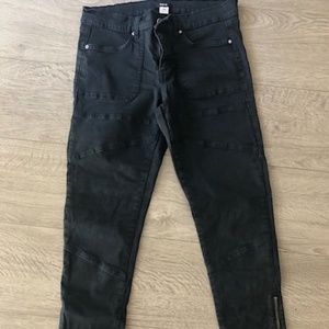 BDG Dark Grey Moto Ankle Zipper Skinny Jeans